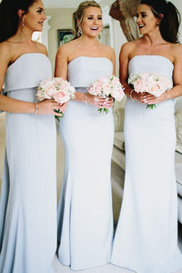 Elegant Strapless Mermaid Long Bridesmaid Dress with Bow