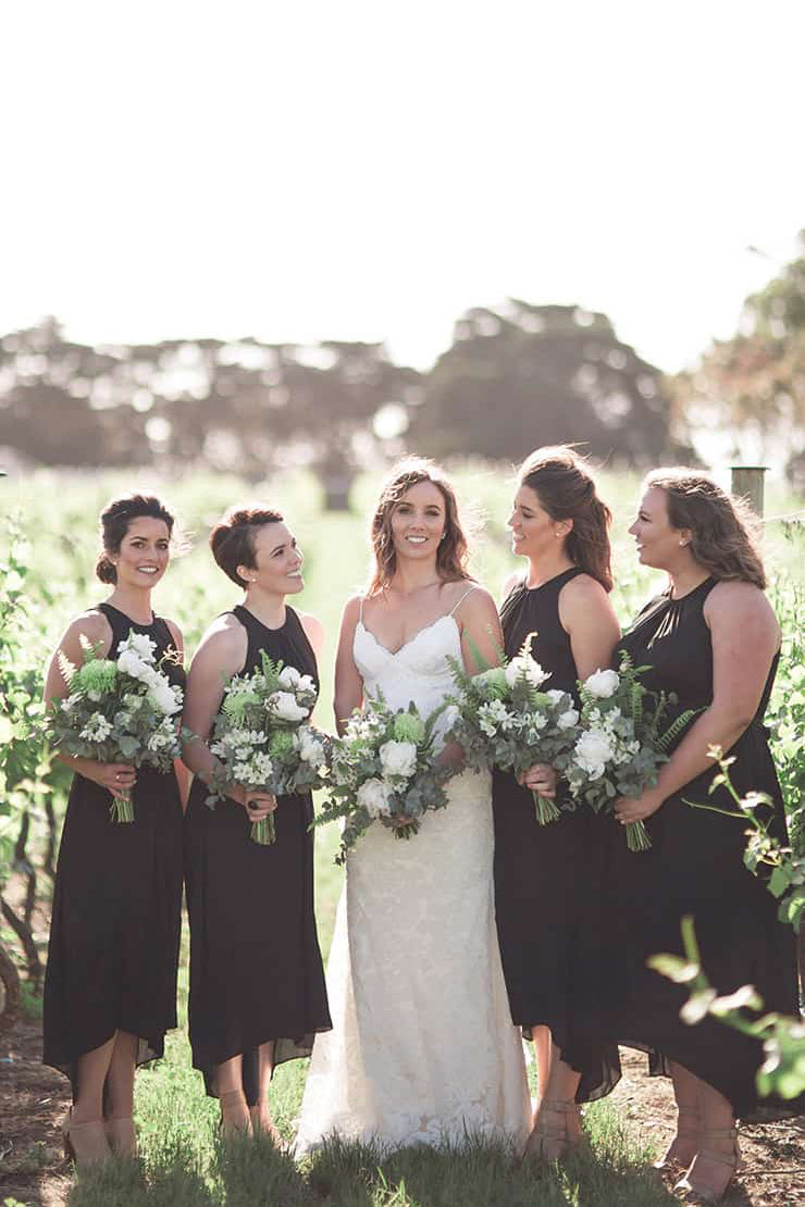 Black chiffon bridesmaid on sale dress