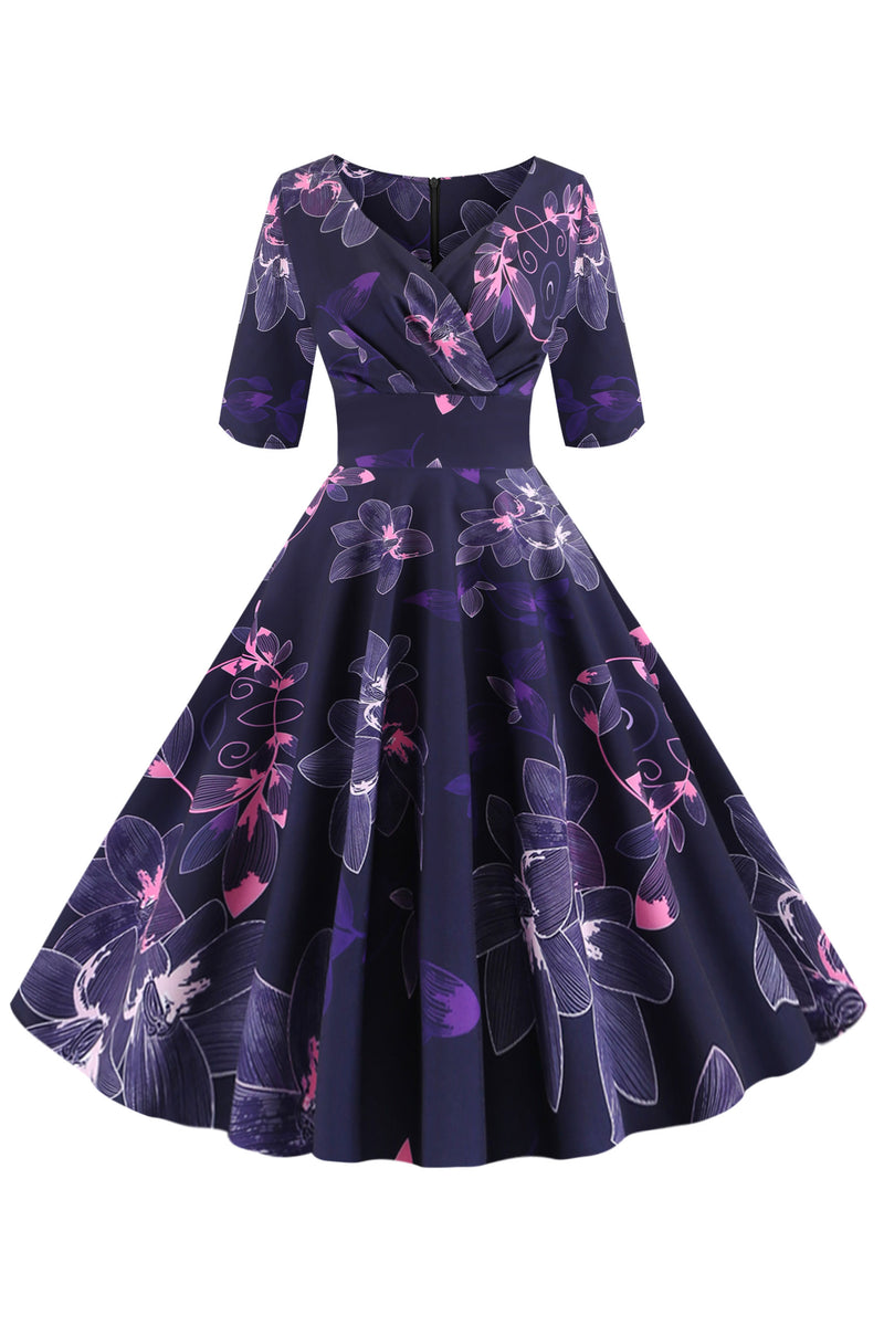 Vintage Audrey Hepburn Floral Print Midi Dress – Dreamdressy