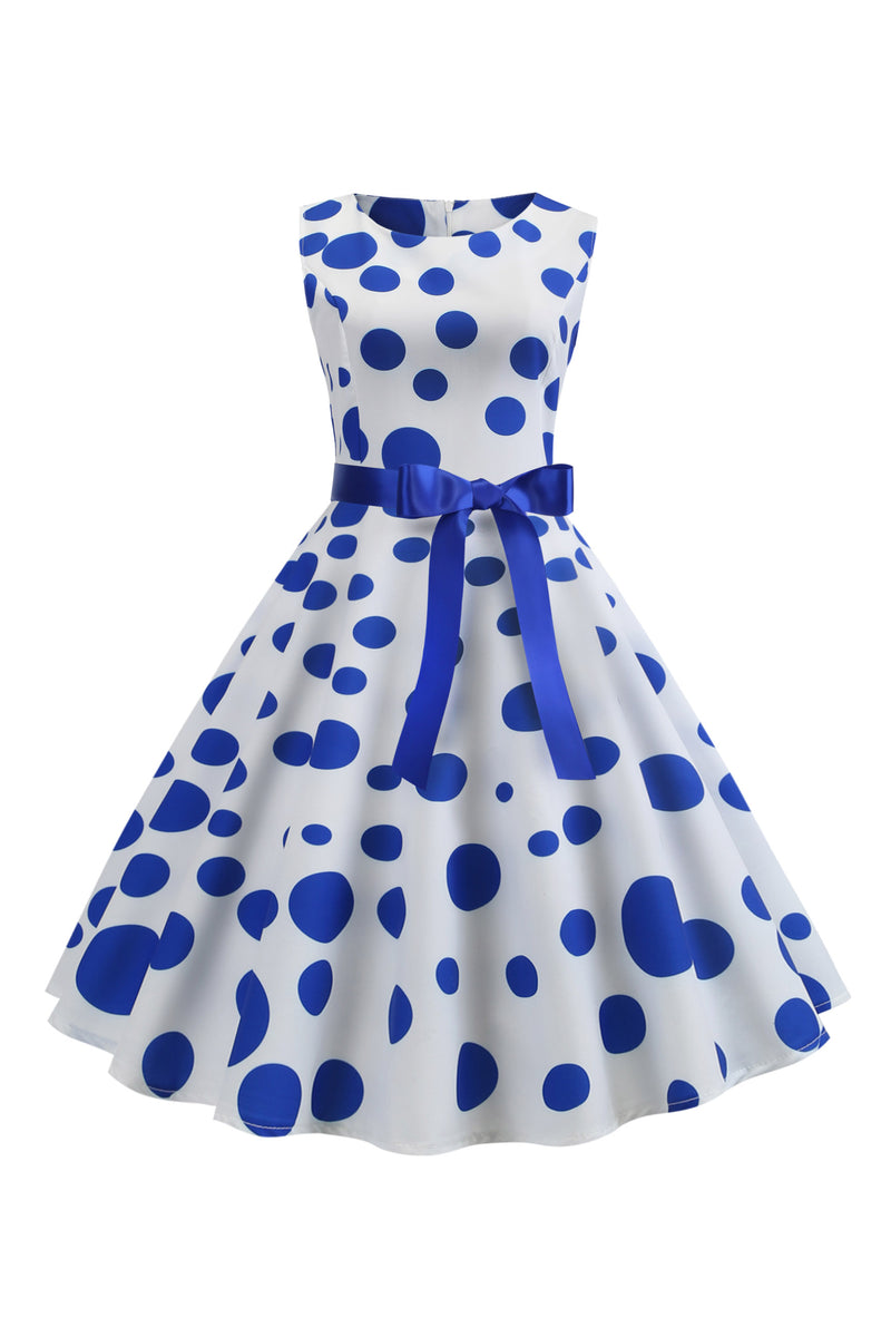 1980S Polka Dot Skater Dress with Ribbon