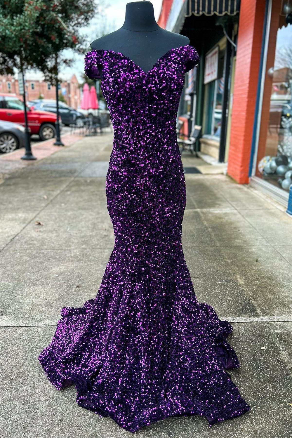 Elegant Purple Sequin Wedding Dress for the Modern Bride