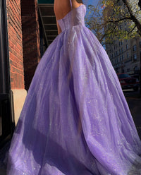 Princess Light Blue A-line Straps Long Prom Gown