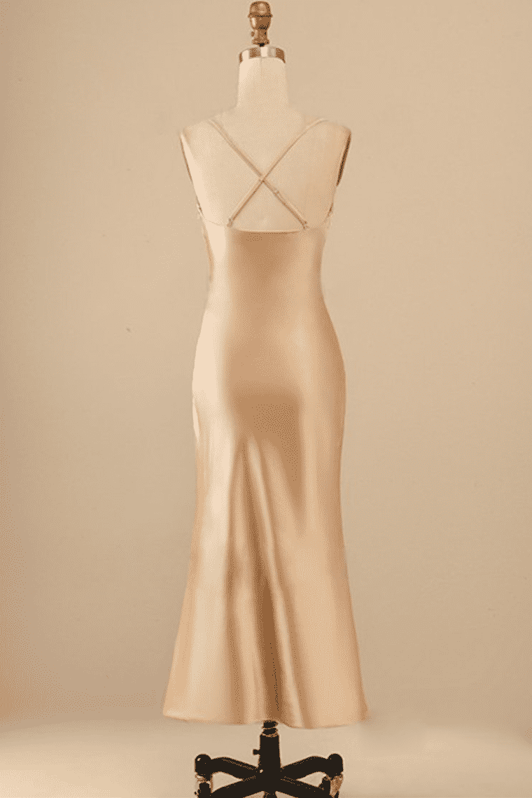 Champagne Cowl Neck Mermaid-Style Bridesmaid Dress
