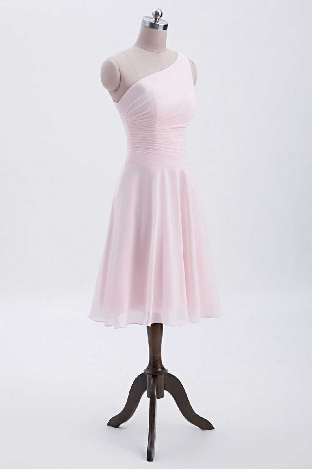 Short Pink One Shoulder Chiffon Homecoming Dress