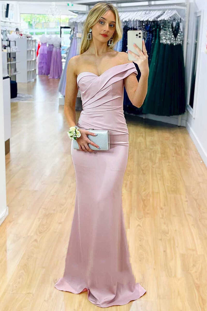 Dusty Pink One-Shoulder Backless Mermaid Long Prom Dress