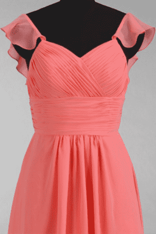 Short Coral Chiffon Bridesmaid Dresses