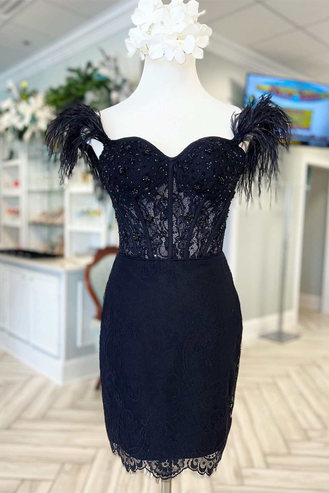 Black Lace Sweetheart Dress