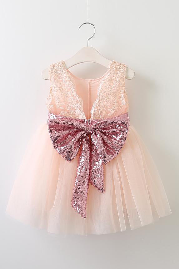 Cute Ball Gown Pink Flower Girl Dress with Sequins