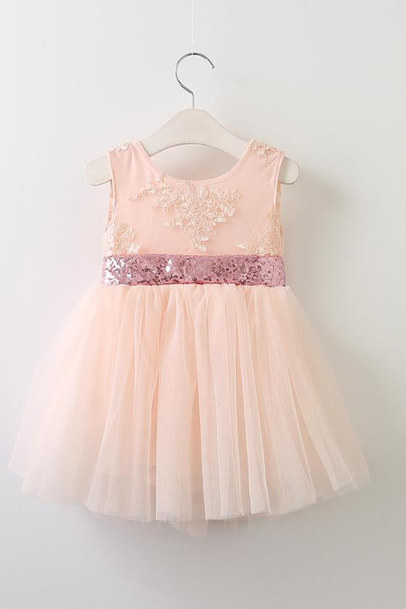 Cute Ball Gown Pink Flower Girl Dress with Sequins