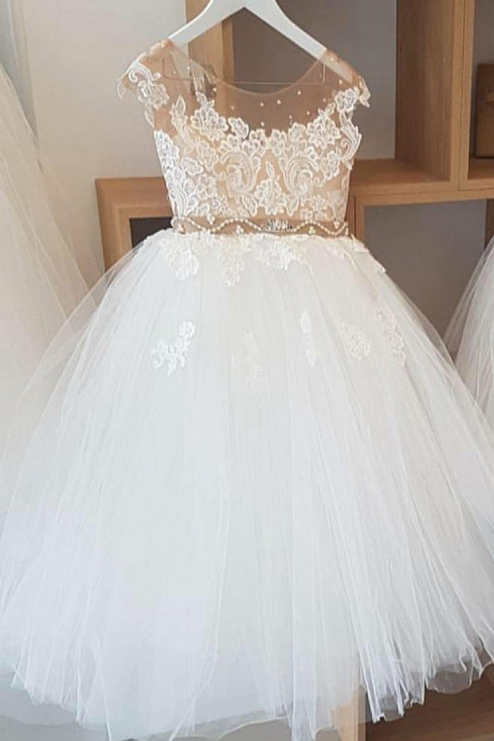 Luxurious Ball Gown White Flower Girl Dress with Appliques