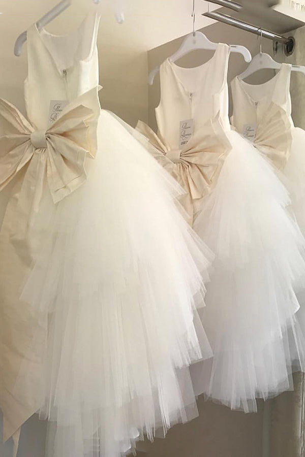 Ball Gown Ivory Flower Girl Dress with Bow