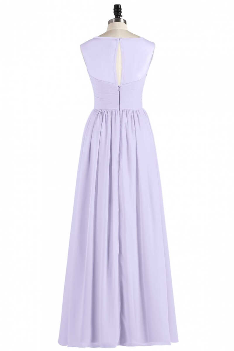 Lavender Chiffon Sweetheart Cutout Back A-Line Long Bridesmaid Dress