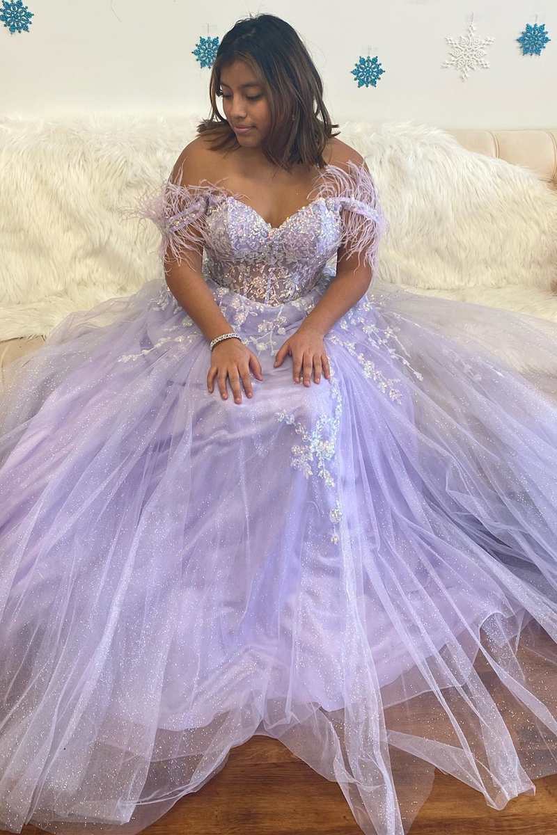 Lavender dress shop off the shoulder