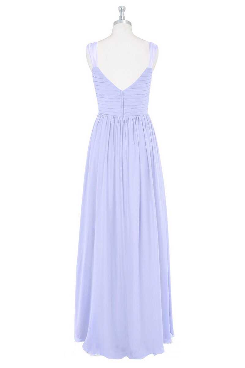 Lavender Chiffon V-Neck Backless Long Bridesmaid Dress