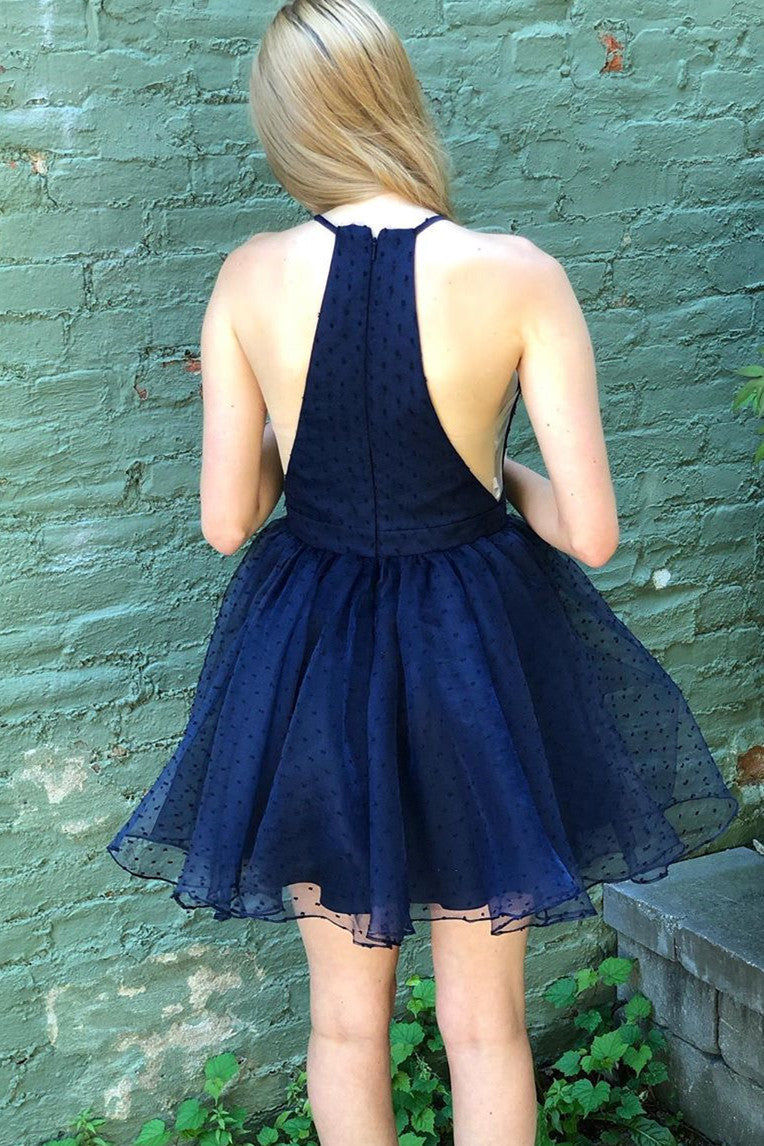 Halter Black Short Tulle Homecoming Dress – Dreamdressy