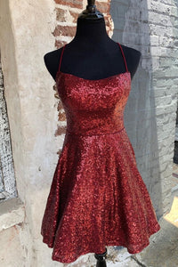 Lace-up Back Burgundy Homecoming Dress