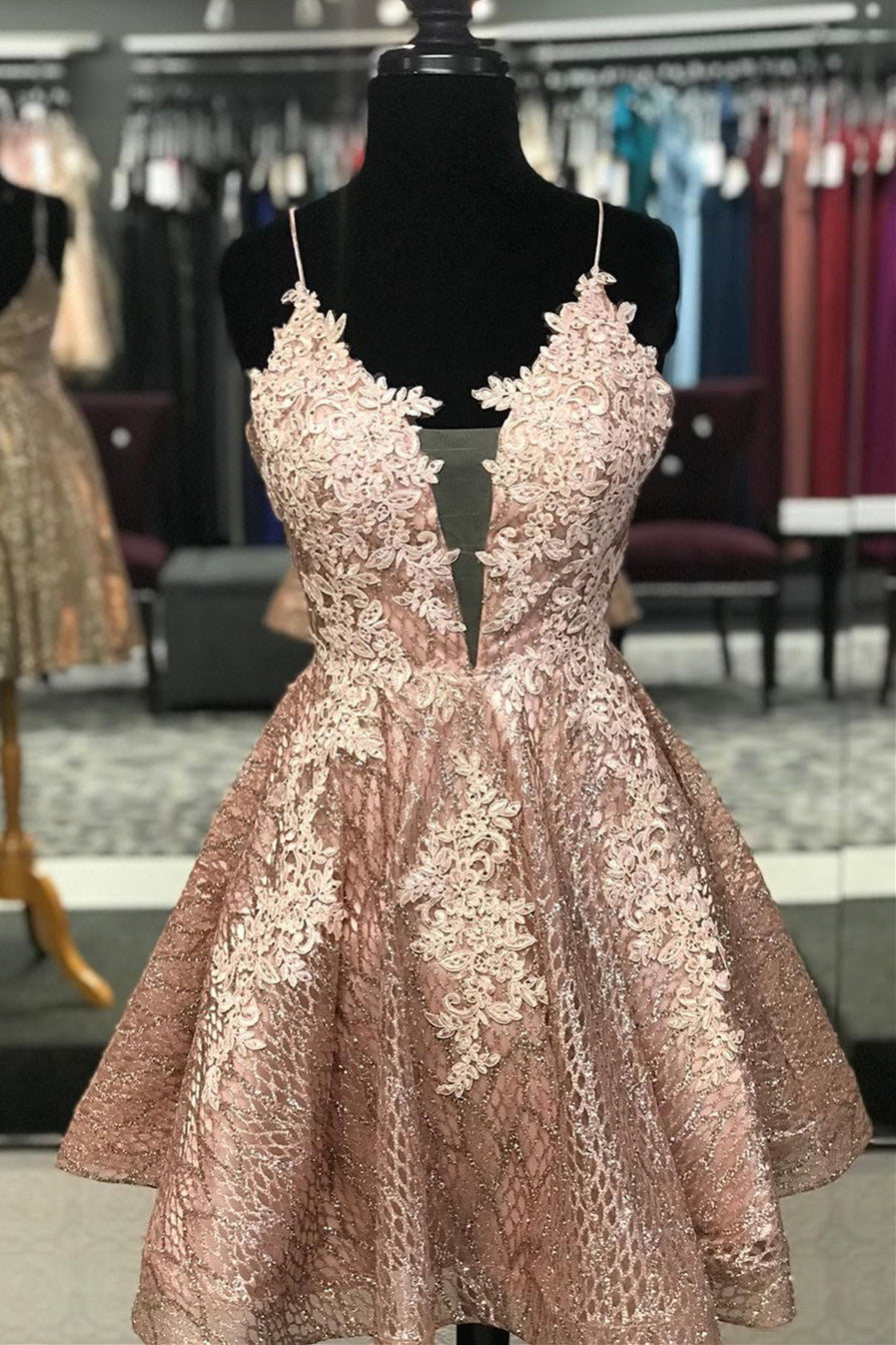 Rose gold short formal sales dress