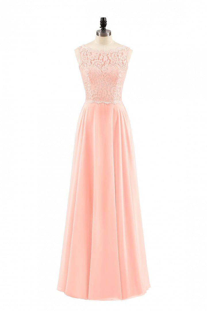 Pearl Pink Backless A-Line Long Bridesmaid Dress