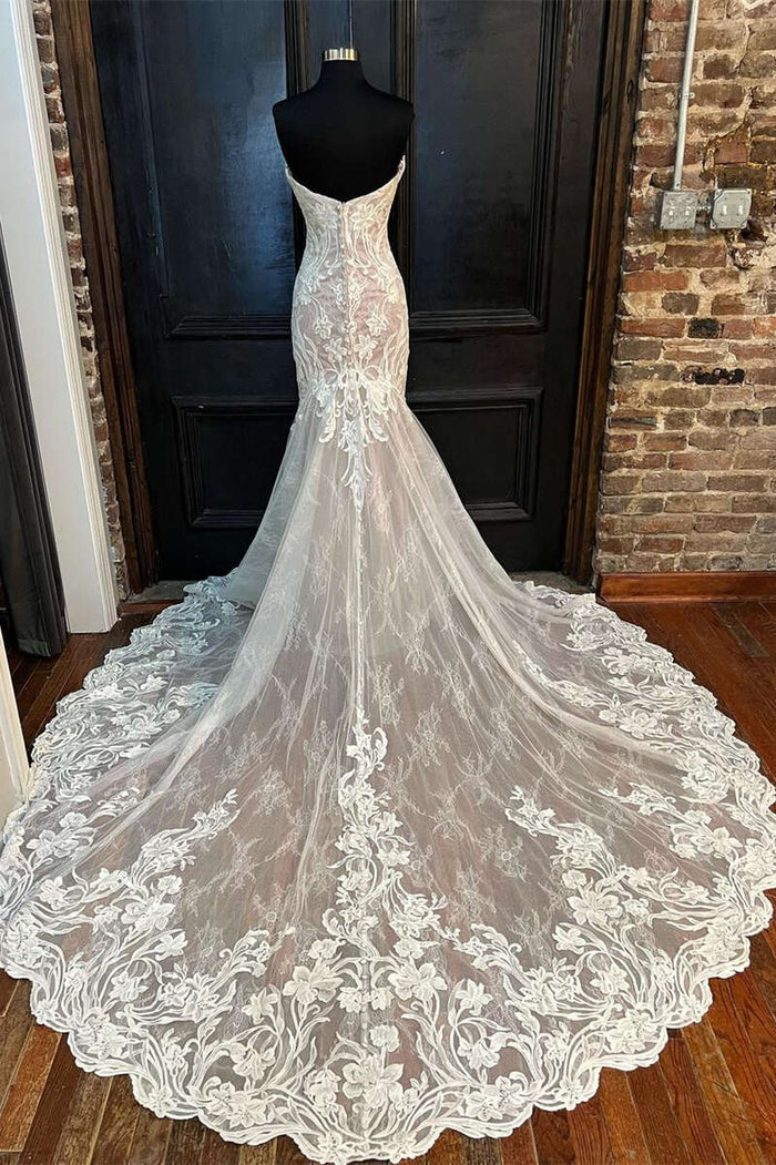 Ivory Strapless Mermaid Long Wedding Dress