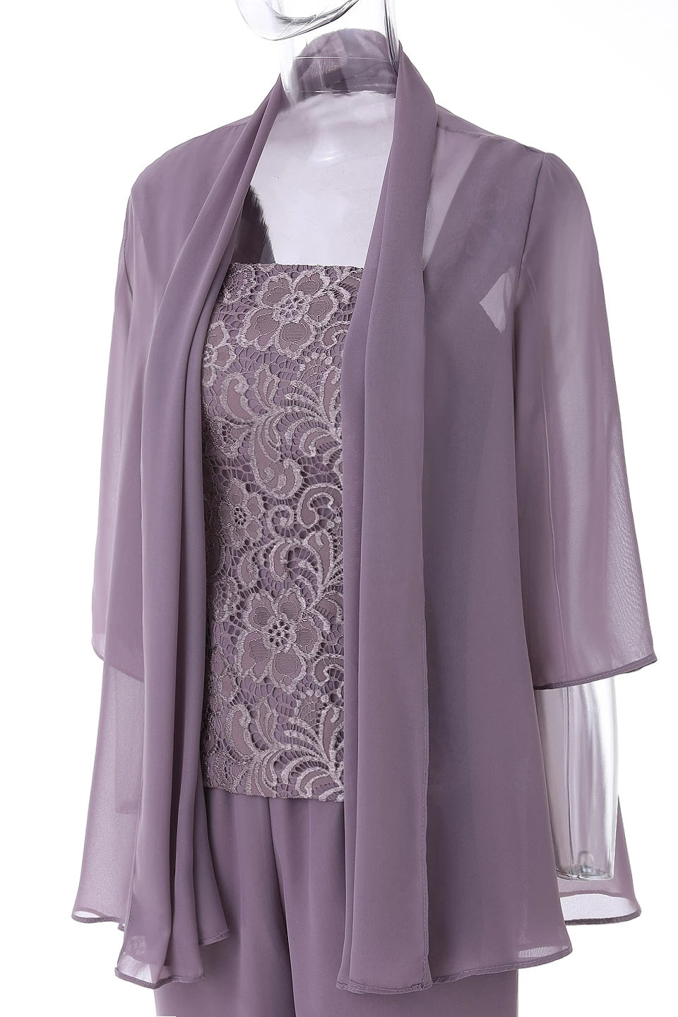 Three-Piece Mauve Square Neck Mother of the Bride Pant Suits – Dreamdressy