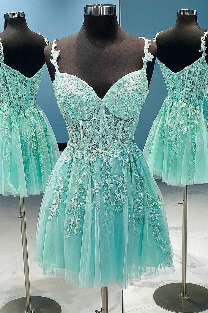 Mint Green Appliques Sweetheart A-Line Homecoming Dress