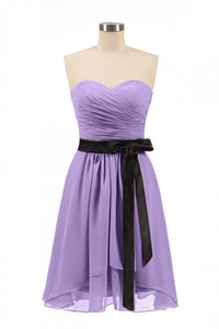 Lavender Strapless Tie-Side Short Bridesmaid Dress
