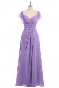Lavender Sweetheart Ruffled A-Line Long Bridesmaid Dress