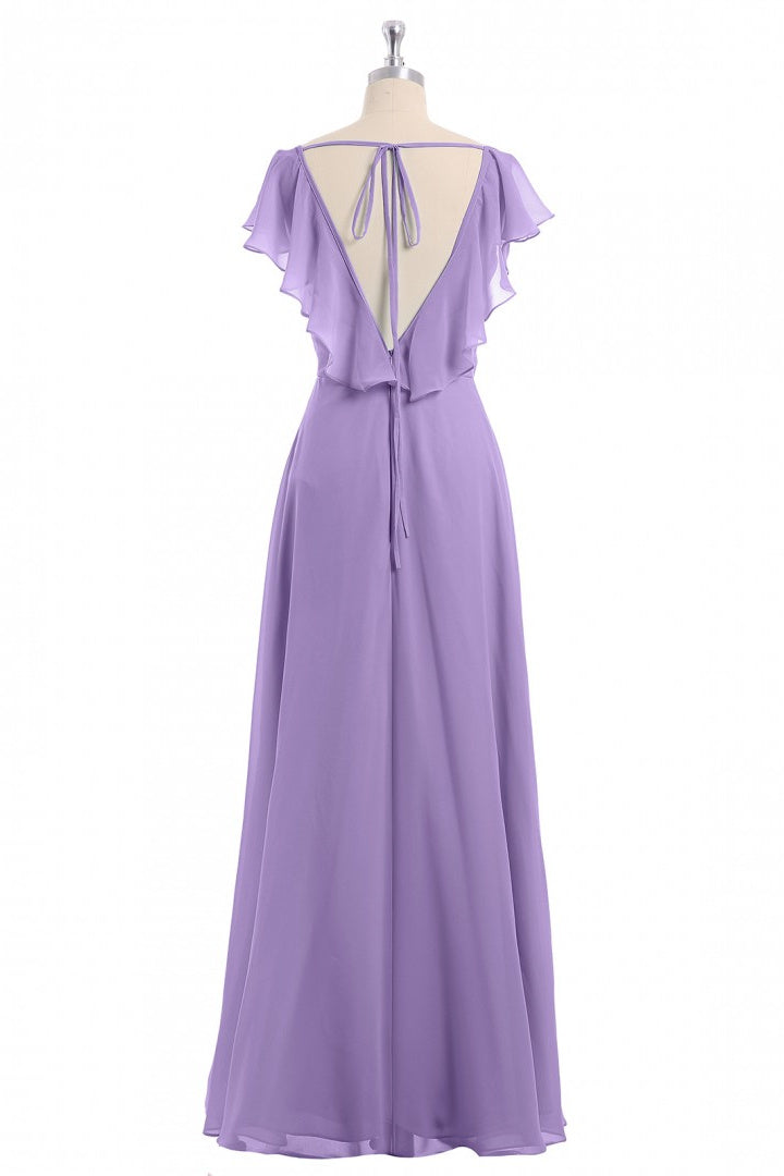 Lavender Sweetheart Ruffled A-Line Long Bridesmaid Dress