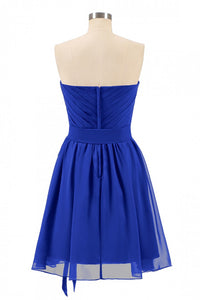 Royal Blue Sweetheart Tie-Side Short Bridesmaid Dress