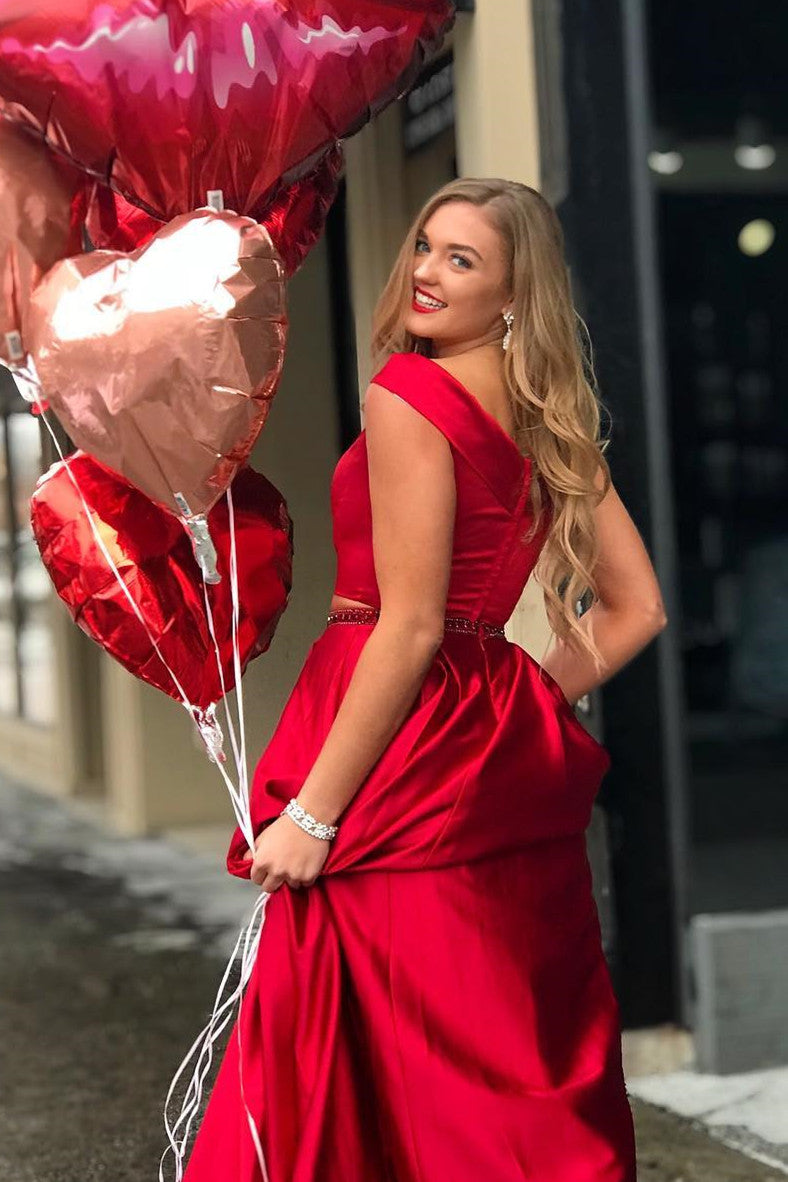 Red prom sale dress blonde hair