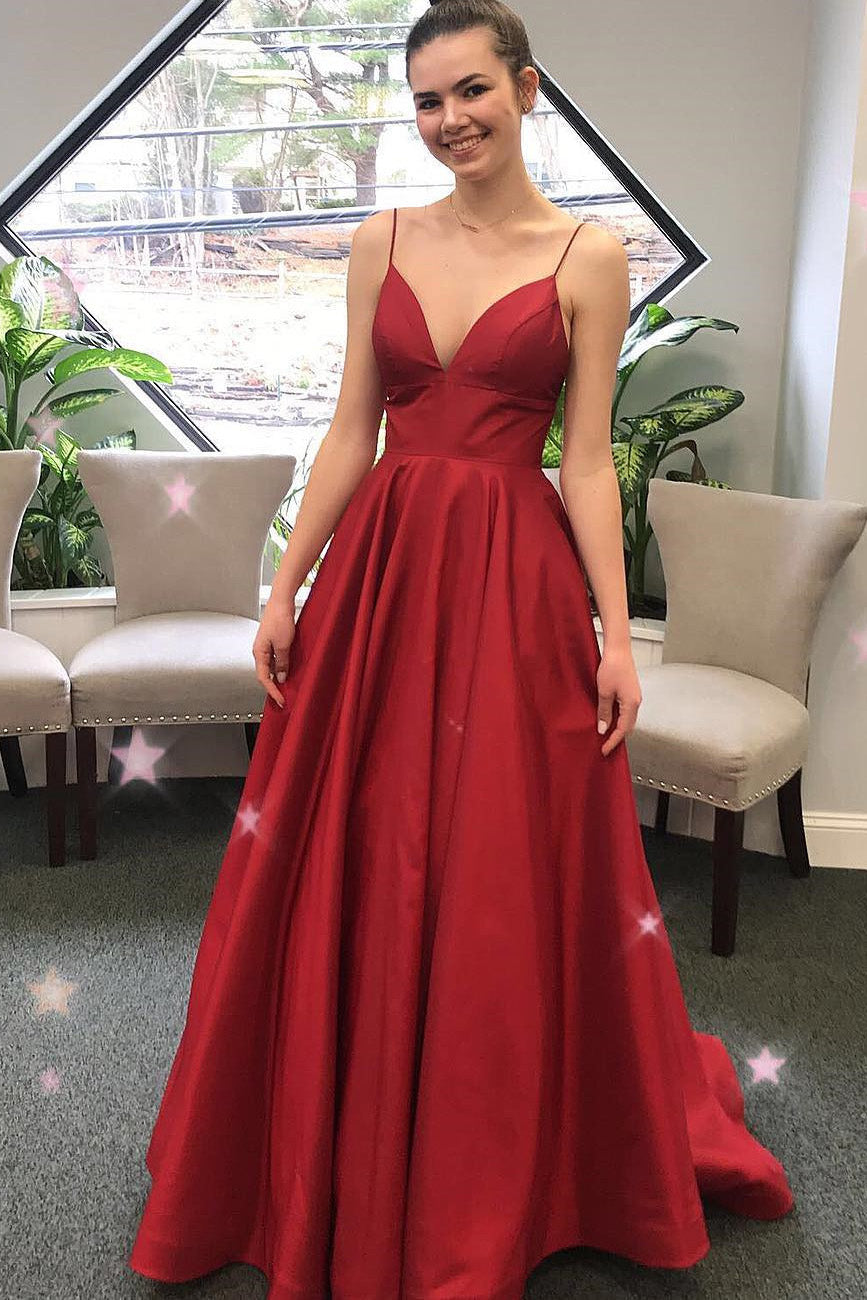 Simple Straps Hunter Long Prom Dress with Empire Waist
