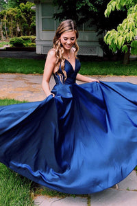 Simple Straps Hunter Long Prom Dress with Empire Waist