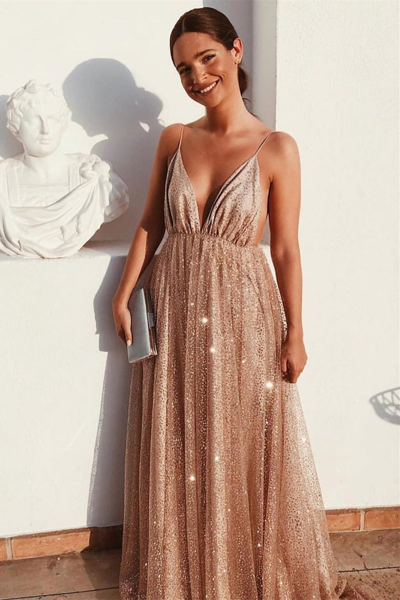 Sparkle Gold Long Formal Gown