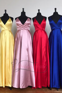 Yellow Halter Long Prom Dress with Split
