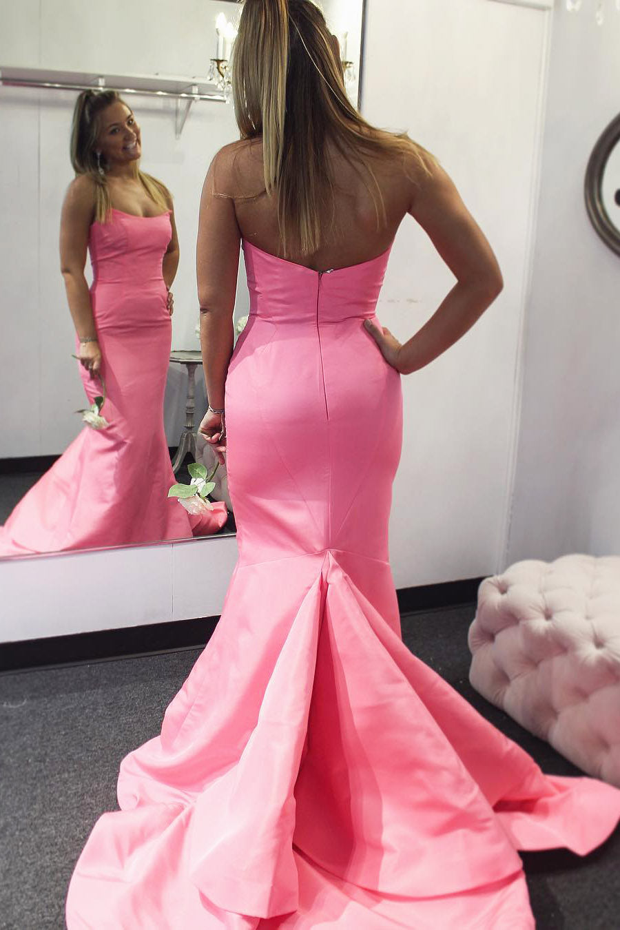 Mermaid Strapless Court Train Prom Dress Dreamdressy