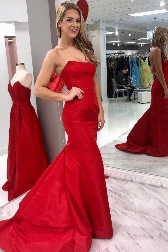 Mermaid Strapless Court Train Prom Dress