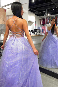 Elegant Straps Lace-Up Back Blush Long Prom Dress