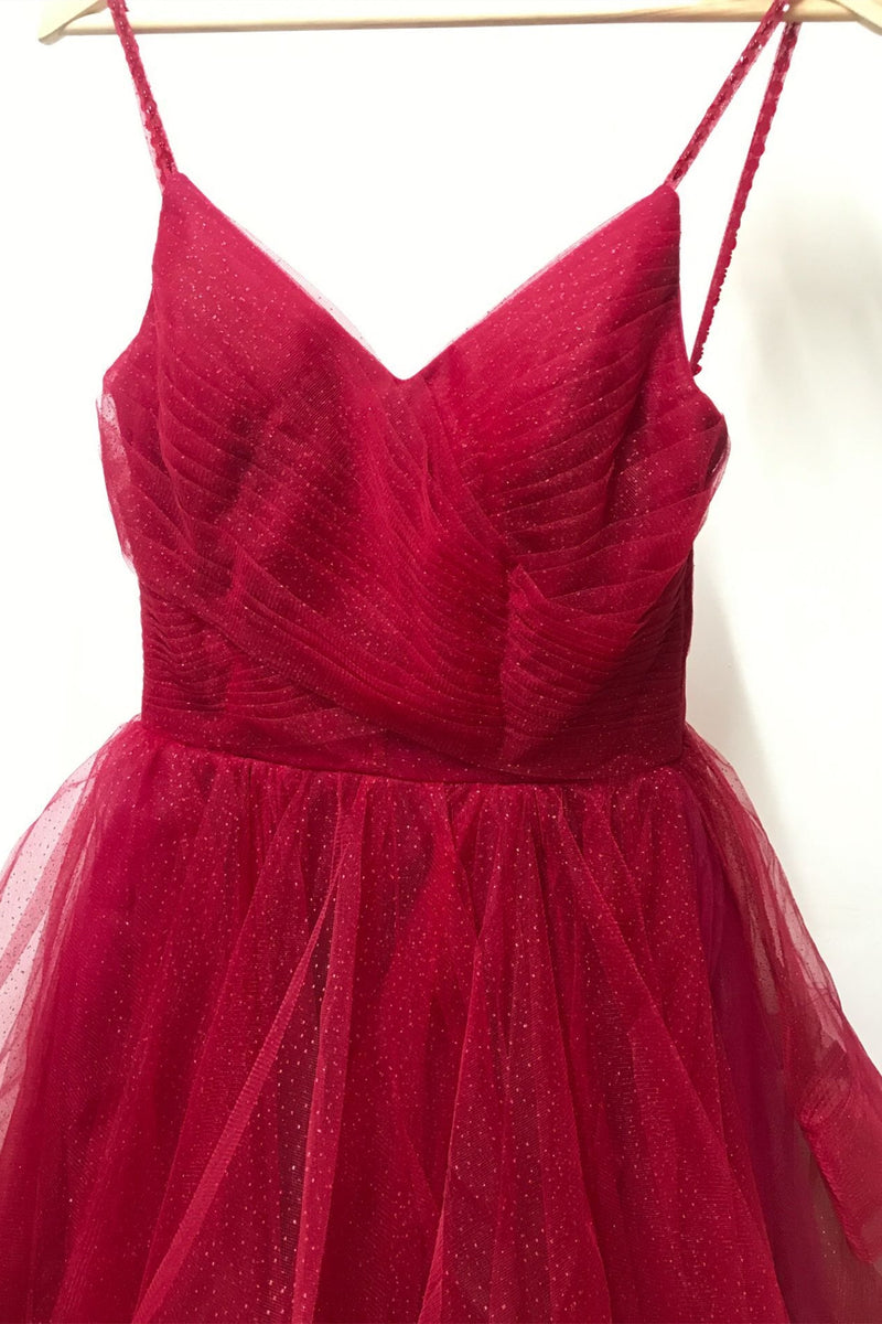 Glitter Pink Ruffled Long Prom Dress
