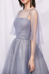 Sparkly Spaghetti Straps A-Line Sequins Lavender Long Prom Dress
