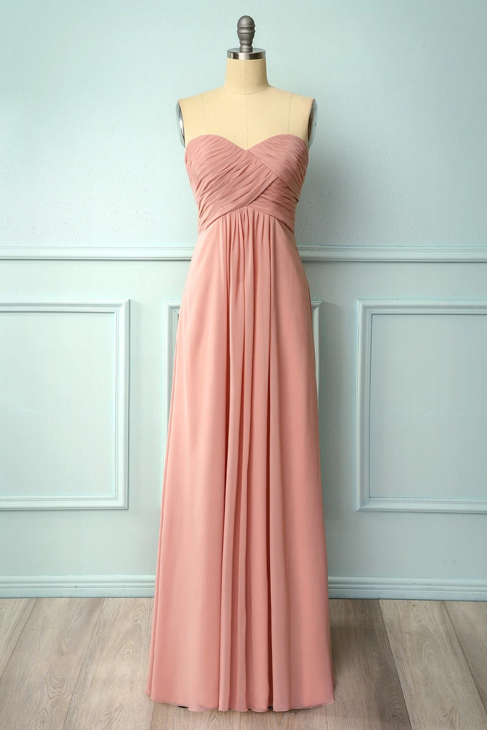 Elegant Sweetheart Pleated Blush Bridesmaid Dress
