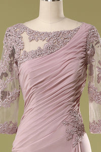 Half Sleeeves Long Blush Mother of the Bridal-Groom Dress