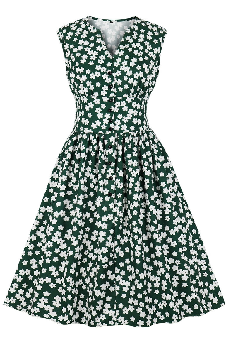 US Warehouse] White 1950s Daisy Dreamer Vintage Dress