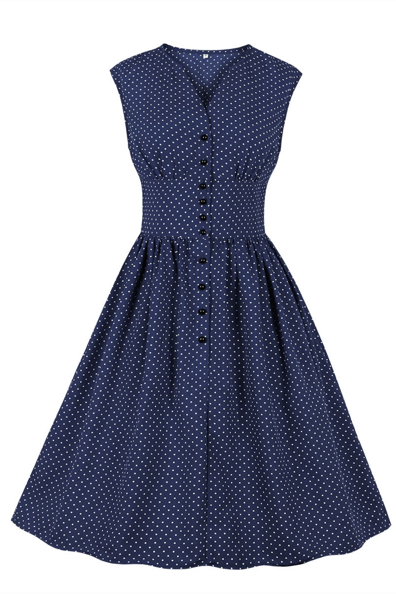 Women's Polk Dots Vintage Empire Dress