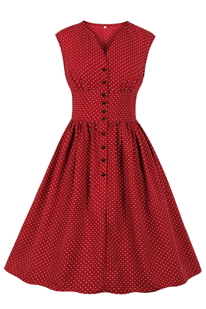Women's Polk Dots Vintage Empire Dress