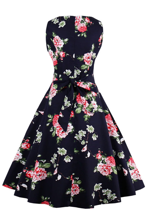 1950S Sleeveless Floral Vintage Dress