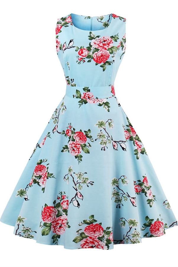 1950S Sleeveless Floral Vintage Dress