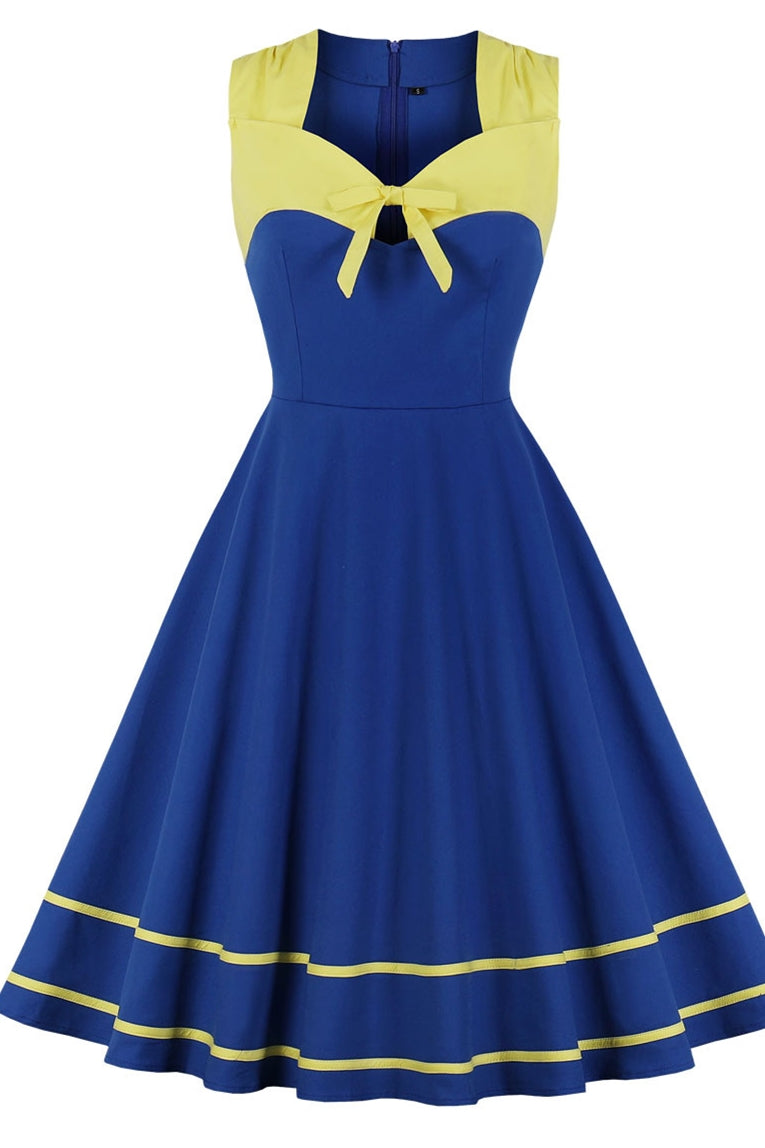1950s Vintage Swing Dress with Yellow Collar