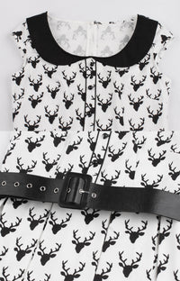 Vintage Peter Pan Style Black Deer Dress