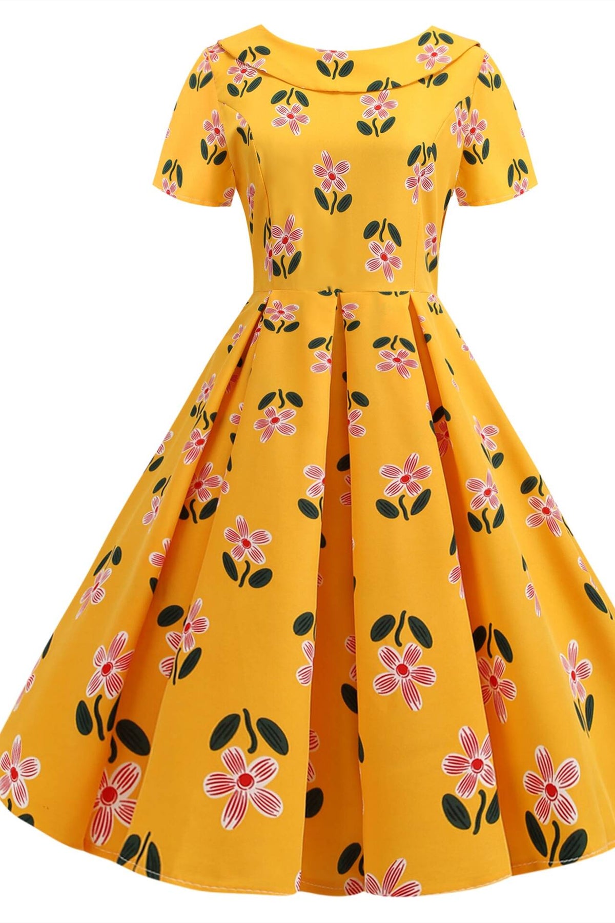 Peter Pan Collar Floral 50s Vintage Dress