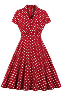 Vintage Red High Waist Ruched Polka Dot